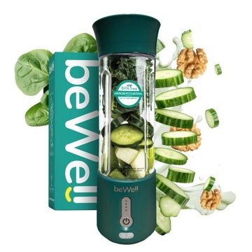 BLENDER BEZPRZEWODOWY beWell DO SMOOTHIE KOKTAJLI BUTELKOWA ZIELEŃ