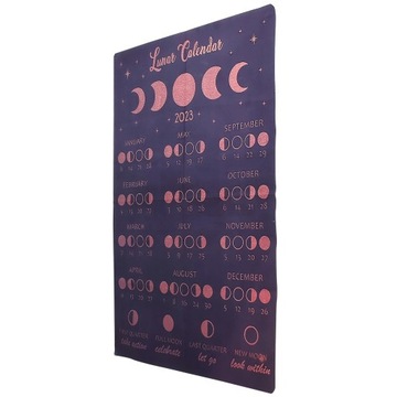 Full Moon Tracker Calendar Office Decor Hanging Lunar Phase Wall Fabric