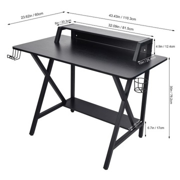 Игровой стол для ПК Компьютерный стол Рабочий стол для домашнего офиса с наушниками Ho