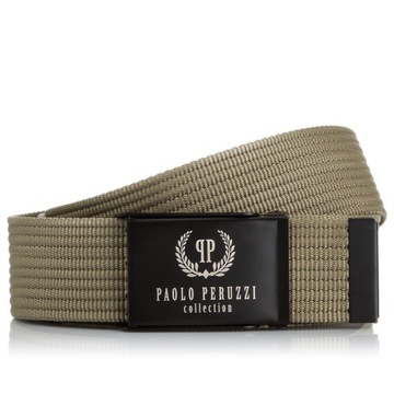 Pasek parciany męski do jeansów khaki młodzieżowy 115 cm Paolo Peruzzi
