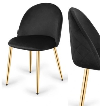 Krzesło tapicerowane welur miękkie GLMOUR fotel do salonu Lugano.pro czarny