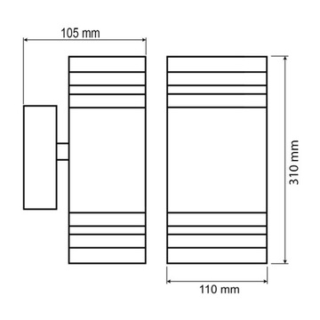 Kinkiet Ogrodowy Lampa Zewnętrzna Elewacyjna ŚCIENNA 2x GU10 LED ALUMINIOWA