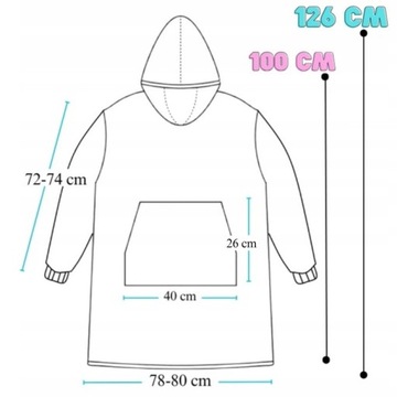 KOC BLUZA Oversize Ciepła Gruba KOCOBLUZA 2w1 XXL ROŚLINY Futrzak Kaptur