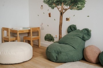 KIDS MIKI pufa uszak dziecięca, pufa z uszami, OEKO-TEX 100, zielona