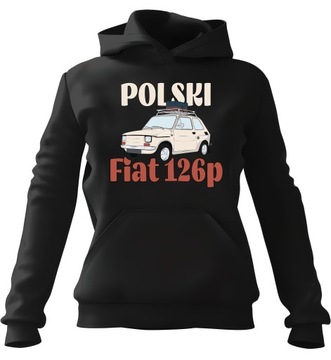 Bluza Męska z kapturem Polski Fiat 126p Czarna 3XL PRL Lata 70 80 90