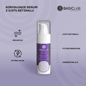 Корректирующая сыворотка BasicLab с ретиналем 0,07% против морщин 30 мл