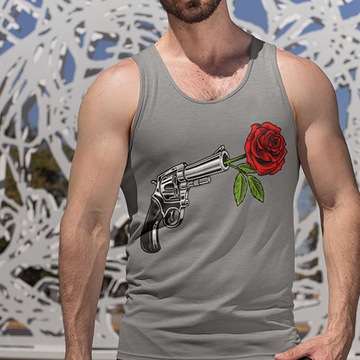 TANK TOP HORROR/ROCK REWOLWER Z RÓŻĄ