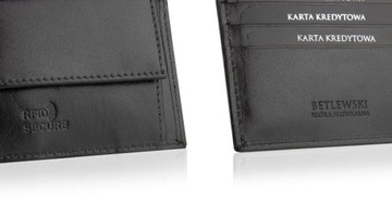 Skórzany portfel męski Betlewski RFID premium slim