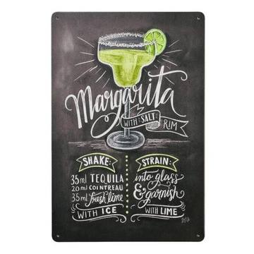 Tabliczka dekoracyjna metalowa MARGARITA RECIPE