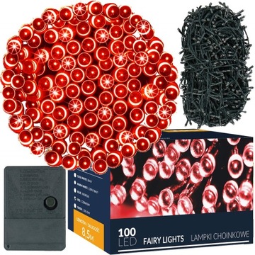 Рождественские елочные гирлянды 100 светодиодов 8,5 м НА УЛИЦЕ В ПОМЕЩЕНИИ КРАСНЫЕ РОЖДЕСТВЕНСКИЕ гирлянды