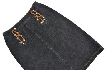 ESCADA spódnica jeansowa ołówkowa grafitowa wysoki stan midi 34