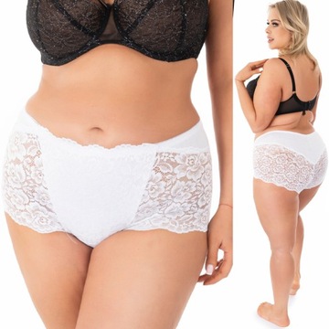 PLUS SIZE Białe Bawełniane Majtki Koronkowe - Idealne Dopasowanie! fenome