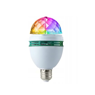 Żarówka dyskotekowa obrotowa projektor kula RGB LED