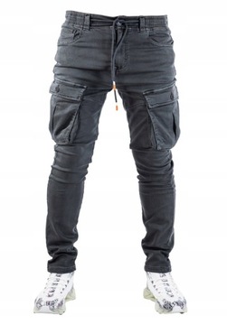 Spodnie męskie BOJÓWKI PREMIUM WĄSKA NOGAWKA SZARE ZIGGY r.34