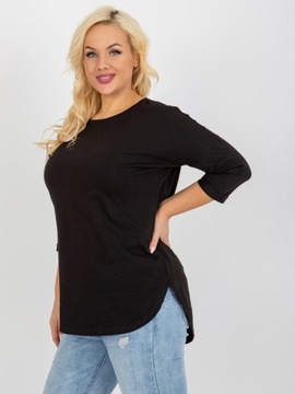 RELEVANCE CZARNA DŁUŻSZA BLUZKA PLUS SIZE BASIC Z RĘKAWEM 3/4 _UNI_ CZARNY