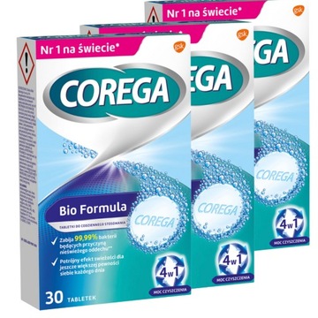 ZESTAW 3x Tabletki czyszczące do protez Corega Max 30 sztuk