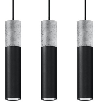 LAMPA BORGIO 3 Czarny Stal + Beton SOLLUX LED ZWIS