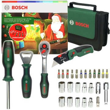 ZESTAW 27 BITÓW I NARZĘDZI RĘCZNYCH BOSCH W ETUI + KALENDARZ ADWENTOWY