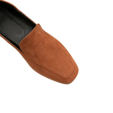 Женские лоферы из замши из искусственной кожи, туфли на блочном каблуке