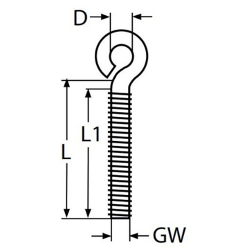 ŚRUBA OCZKOWA M5X40 NIERDZEWNA UCHO Z GWINTEM HAK