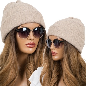 Czapka Damska ZIMOWA CIEPŁA PODWÓJNA BEANIE KOLORY
