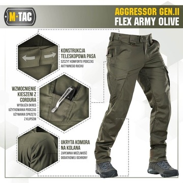 MTac Spodnie taktyczne Aggressor Gen.II Flex Army Olive 26/30