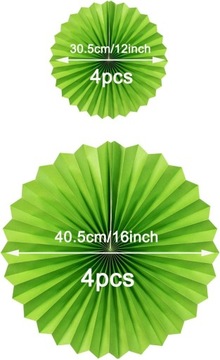 Подвесные бумажные веера зеленого и черного цвета, 8 шт.