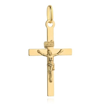 Krzyżyk złoty 585(14k) gładki z wizerunkiem Jezusa