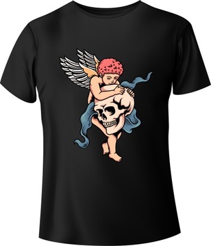 T-shirt Cupid with skull Czarny XXL