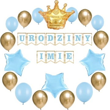 BALONY zestaw na urodziny baner IMIĘ