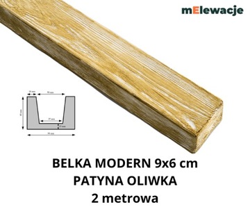 Belka Rustykalna Gładka Imitacja Drewna PATYNA OLIWKA Belka Sufitowa 2m