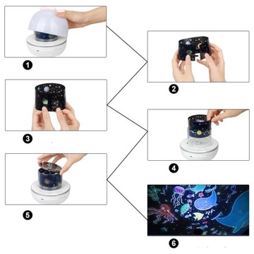 СВЕТОДИОДНАЯ ЛАМПА ДЛЯ ПРОЕКЦИИ ЗВЕЗДНОГО НЕБА, 6 РЕЖИМОВ СЦЕНЫ