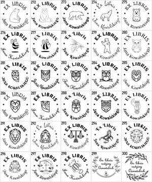 Pieczątka Ex libris Okrągła śr. 4cm - 360 Wzorów + GRAWER + lniany woreczek