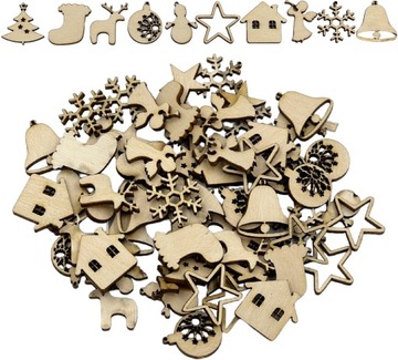 BOMBKI ZAWIESZKI DREWNIANE mix 100SZT 2,5cm MINI OZDOBY ŚWIĄTECZNE CHOINKOW