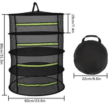 СУШИЛЬНАЯ СЕТКА, ПОДВЕСНАЯ СУШИЛКА ДЛЯ ТРАВ, СКЛАДНАЯ, 4-СЛОЙНАЯ