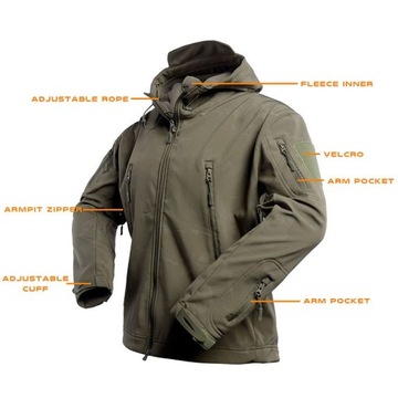 Спортивная куртка из софтшелла в стиле милитари с капюшоном L