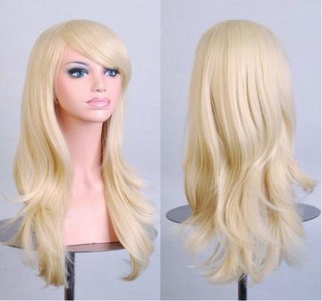 COSPLAY PERUKA 70 CM DŁUGA ANIME MANGA JASNY BLOND