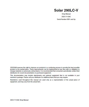 Doosan Solar 290LC-V Service Manual / Shop Manual