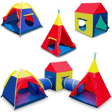 NAMIOT DLA DZIECI DOMEK TIPI DO DOMU OGRODU WIGWAM + TUNEL ZESTAW 5w1