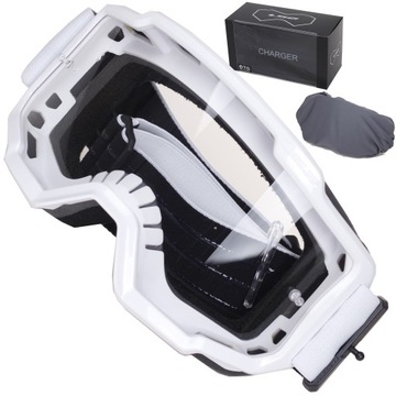 GOGLE CROSS ENDURO MOTOCROSS ATV LS2 CHARGER WHITE białe