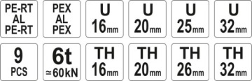 Машина для обжима труб PEX-AL-PEX с матрицами 8 U TH YATO