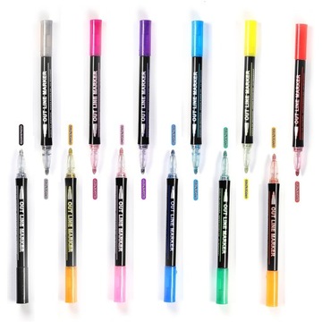 Маркеры Маркеры Металлические маркеры Double Line Contour 12 шт. Набор