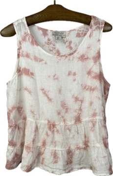 Bluzka damska bez rękawów ecru róż tie-dye 100% len RACHEL ZOE r. S