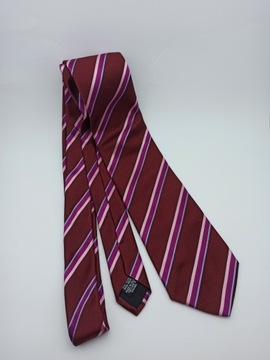 Hugo Boss czerwony jedwabny krawat w paski