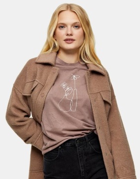 TOPSHOP DAMSKI T-SHIRT BRĄZOWY WE WZÓR L 1APP