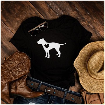 Tshirt damski bluzka PIES Staffordshire Bull Terrier PSY SERCE S