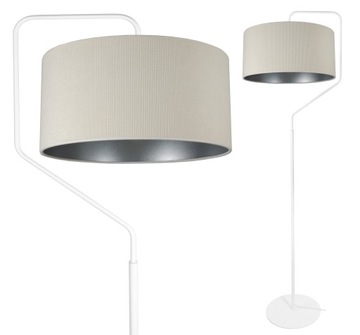 LAMPA STOJĄCA PODŁOGOWA NOWOCZESNA CHROM WELUR SZTRUKS ABAŻUR 40CM LOFT LED