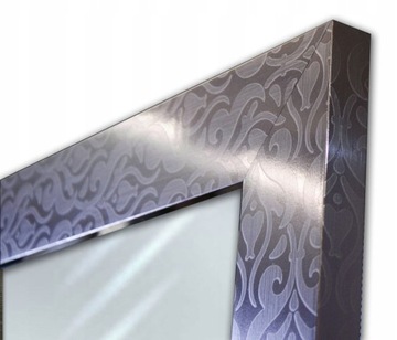 Lustro w ramie 100x50 srebrne glamour połysk
