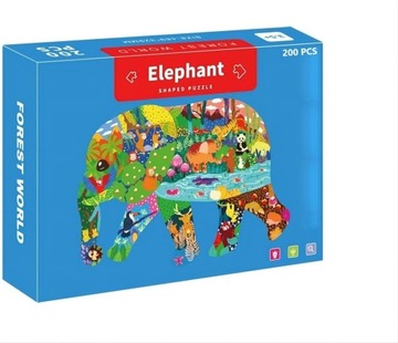 NIEKOMPLETNE Puzzle tworzące kształt słonia CH-02-006, 195/200 części P8B50