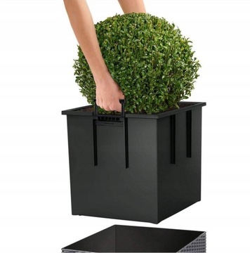 DUŻA DONICZKA DONICA ZEWNĘTRZNA RATTANOWA antracyt Z WKŁADEM OSŁONKA TARAS